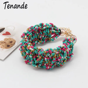 Vintage Bohemian Colorful Beads Chunky Chain Bracelets