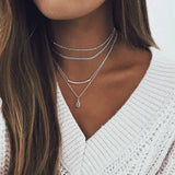 Vintage Layer Party Jewelry Leaves Stars Hamsa Hand Moon Chain Necklaces