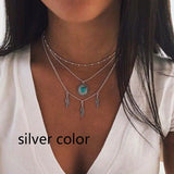 Vintage Layer Party Jewelry Leaves Stars Hamsa Hand Moon Chain Necklaces