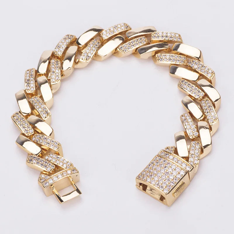 Tengci L0547 Copper Zircon Bracelet Hip-hop Rock Style