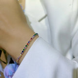 925 Sterling Silver Tennis Bracelet Rainbow Zirconia Gift