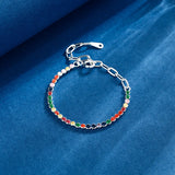 925 Sterling Silver Tennis Bracelet Rainbow Zirconia Gift