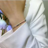 925 Sterling Silver Tennis Bracelet Rainbow Zirconia Gift