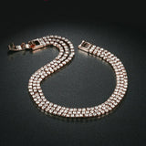 Multicolor CZ Crystal Tennis Bracelet Three Row Yellow Jewelry