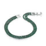 Multicolor CZ Crystal Tennis Bracelet Three Row Yellow Jewelry