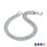 Multicolor CZ Crystal Tennis Bracelet Three Row Yellow Jewelry