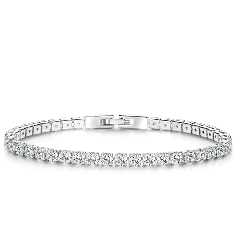 Cubic Zircon Silver Tennis Bracelet for Women WEYB051