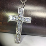 925 Silver Tennis Cross Pendant Necklace with AAAAA Zircon for Party Wedding