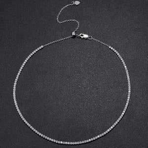 925 Sterling Silver Plated Tennis Necklace 18k 2mm Diamond Choker for Women