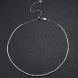 925 Sterling Silver Plated Tennis Necklace 18k 2mm Diamond Choker for Women