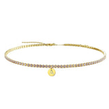 Rhinestone Alphabet Initial Letter Tennis Necklace Choker