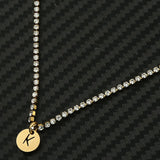Rhinestone Alphabet Initial Letter Tennis Necklace Choker