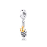 Tennis Racket and Ball Dangle Charm Silver Beads for Jewelry Making
