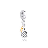 Tennis Racket and Ball Dangle Charm Silver Beads for Jewelry Making