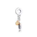 Tennis Racket and Ball Dangle Charm Silver Beads for Jewelry Making