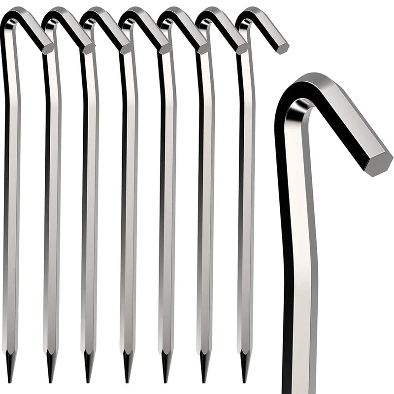 8 PCS Metal Heavy Duty Tent Hooks Aluminum Alloy Rust Camping Tent Ground Pegs