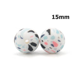 Terrazzo Silicone Loose Beads 20pcs Teething Beads DIY Chewable Colorful