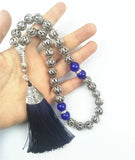 10mm Silver Plated Prayer Beads with Dark Tassel Islamic Rosary