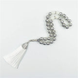 10mm Silver Plated Prayer Beads with Red Tassel for Wedding