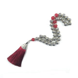 10mm Silver Plated Prayer Beads with Red Tassel Tasbih for Wedding