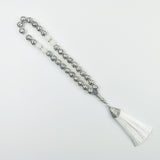 10mm Silver Plated Prayer Beads with Red Tassel for Wedding