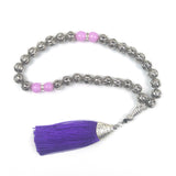 10mm Silver Prayer Beads Red Tassel Wedding