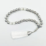 10mm Silver Plated Prayer Beads with Red Tassel for Wedding