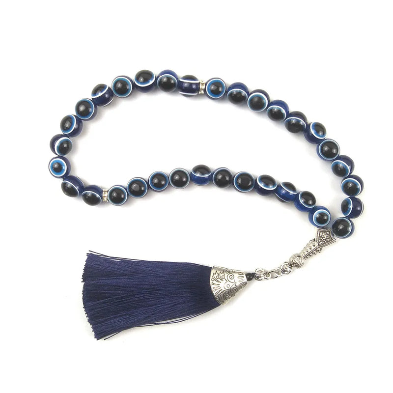 Plastic Evil Eye Tassel Prayer Beads 10mm
