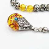 Silver Plated Beads Tesbih Bracelet with Pendant for Wedding