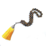 Natural Tiger Eye Tasbih with Yellow Tassel for Wedding