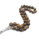 Natural Tiger Eye Tasbih with Yellow Tassel for Wedding