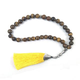 Natural Tiger Eye Tasbih with Yellow Tassel for Wedding