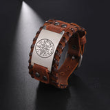 Tetragrammaton Pentagram Amulet Leather Wrap Bracelet