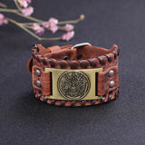 Tetragrammaton Pentagram Men Leather Bracelet Adjustable Bangle