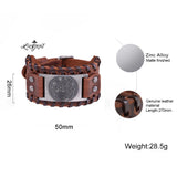 Tetragrammaton Pentagram Men Leather Bracelet Adjustable Bangle
