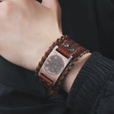 Tetragrammaton Pentagram Men Leather Bracelet Adjustable Bangle