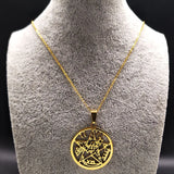Tetragrammaton Pentagram Stainless Steel Necklace for Men Women