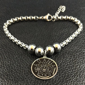 Tetragrammaton Stainless Steel Cuff Bracelet Women Pentagram Bracelet