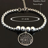 Tetragrammaton Stainless Steel Cuff Bracelet Women Pentagram Bracelet