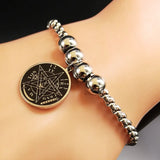 Tetragrammaton Stainless Steel Cuff Bracelet Women Pentagram Bracelet