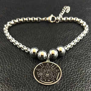 Tetragrammaton Stainless Steel Cuff Bracelet Women Pentagram Bracelet
