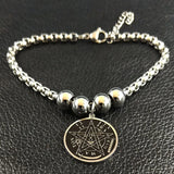 Tetragrammaton Stainless Steel Cuff Bracelet Women Pentagram Bracelet