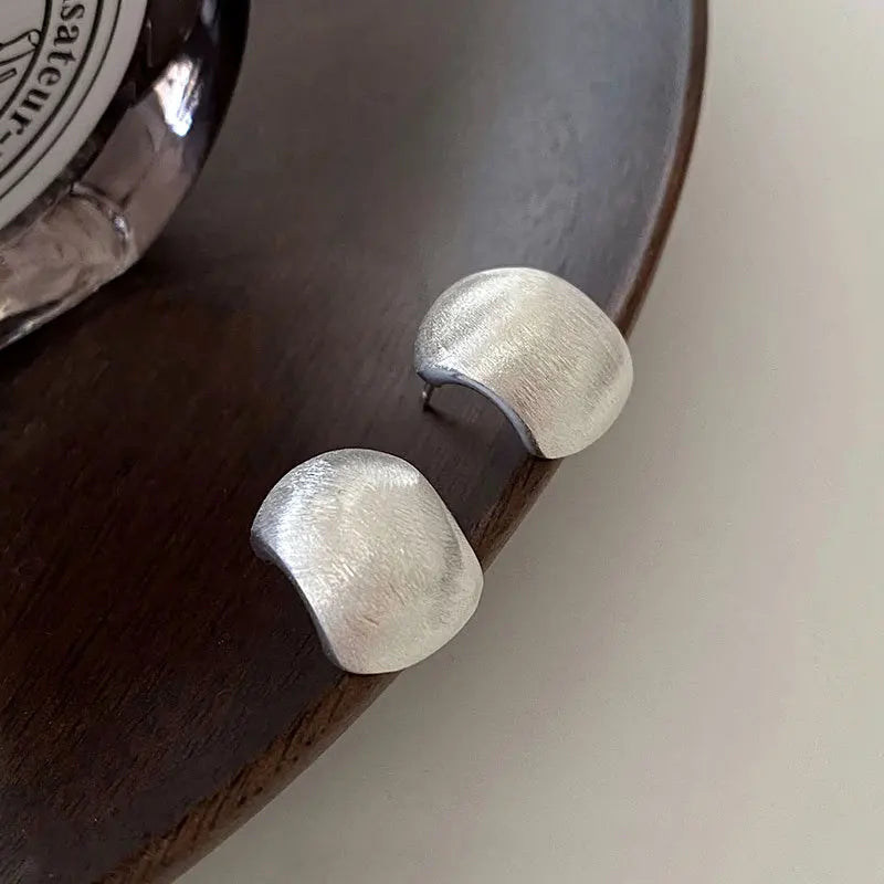 925 Silver Curved Stud Earrings for Women