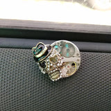 Textured Gentleman Skull Zirconia Gear Watch Brooch