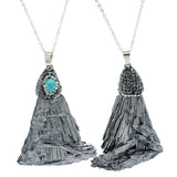 Geometric Stone Necklace with Rhinestone Inlay