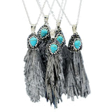 Geometric Stone Necklace with Rhinestone Inlay