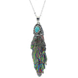 Geometric Stone Necklace with Rhinestone Inlay