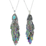 Geometric Stone Necklace with Rhinestone Inlay