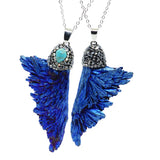 Geometric Stone Necklace with Rhinestone Inlay