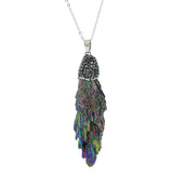 Geometric Stone Necklace with Rhinestone Inlay